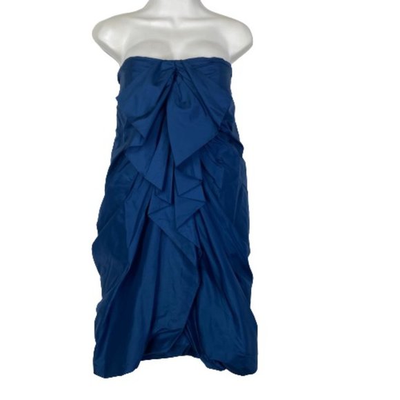 3.1 Philip Lim Silk Strapless Ruffle Cocktail Dress Bubble Hem Womens Size 8R - Picture 3 of 8